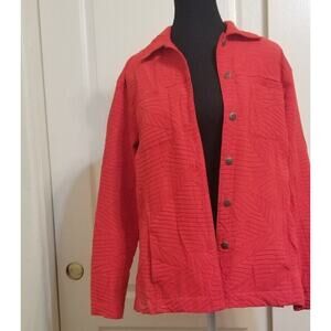 Erin London Women's Red Crinkle Blazer Jacket Button up Long Sleeve Size S - LN